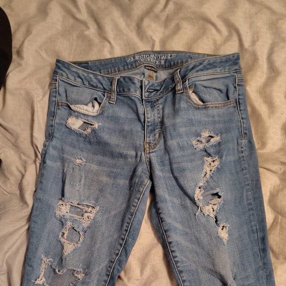 American Eagle Outfitters Light Blue Ripped Skinny Jeans